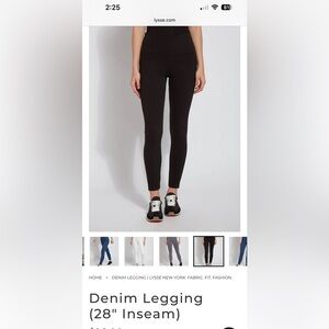 LYSSE’ Black Ankle-Length Knit Denim Legging 95% Cotton Size Large